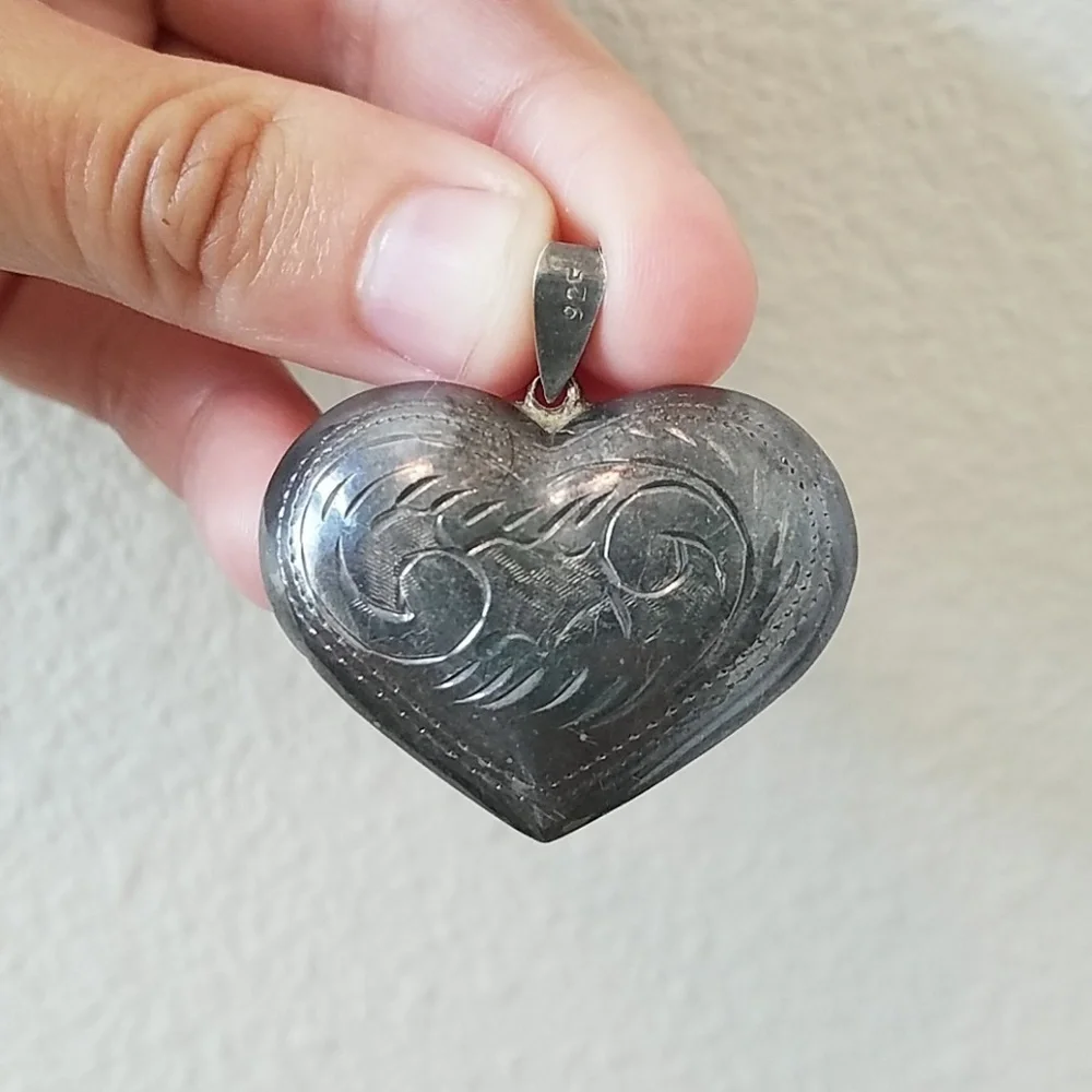 Sterling Silver Heart Earrings & Pendant